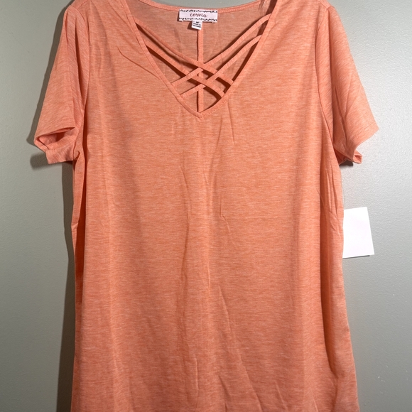 Orange Crisscross V-Neck Top - Picture 4 of 7